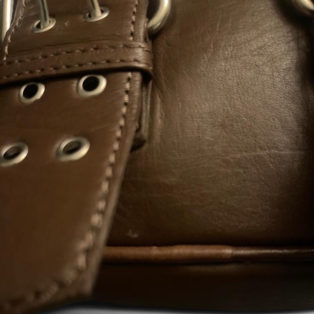 Free People Say Yes Bag Mini Chocolate Brown Leather Buckle Accents Boho Chic - Picture 7 of 8